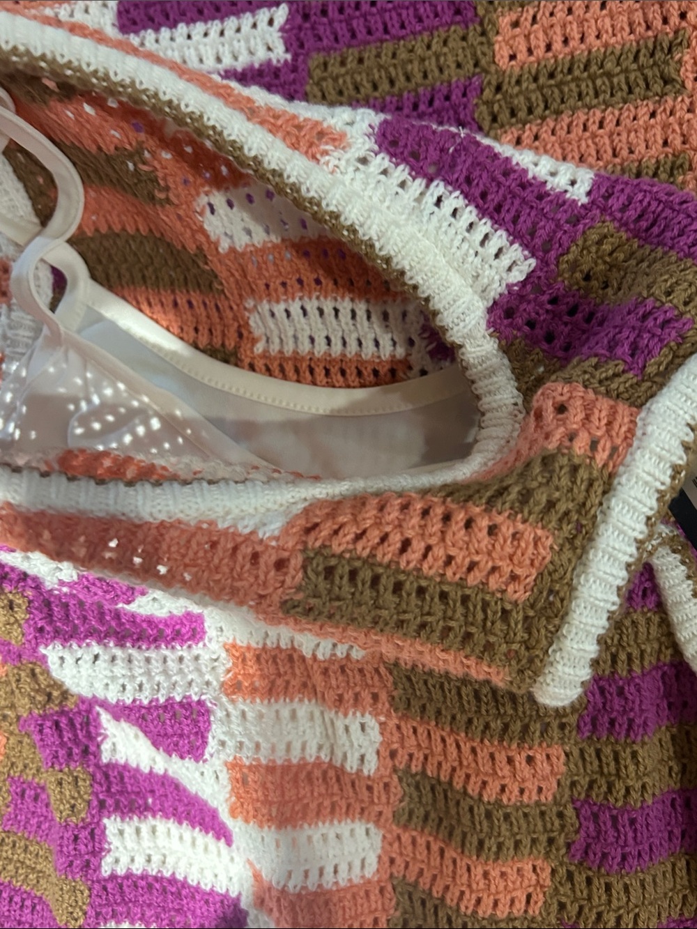 Sleeveless Crochet Maxi Dress in Pink, Peach, White and Brown - Picture 8 of 11